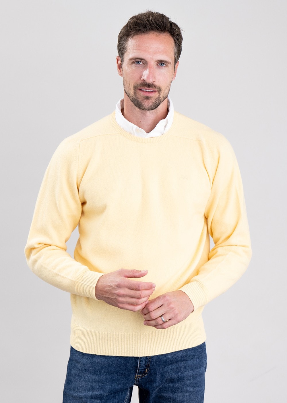 Leven 2 Ply Lambswool Crew Neck - Solar - 2