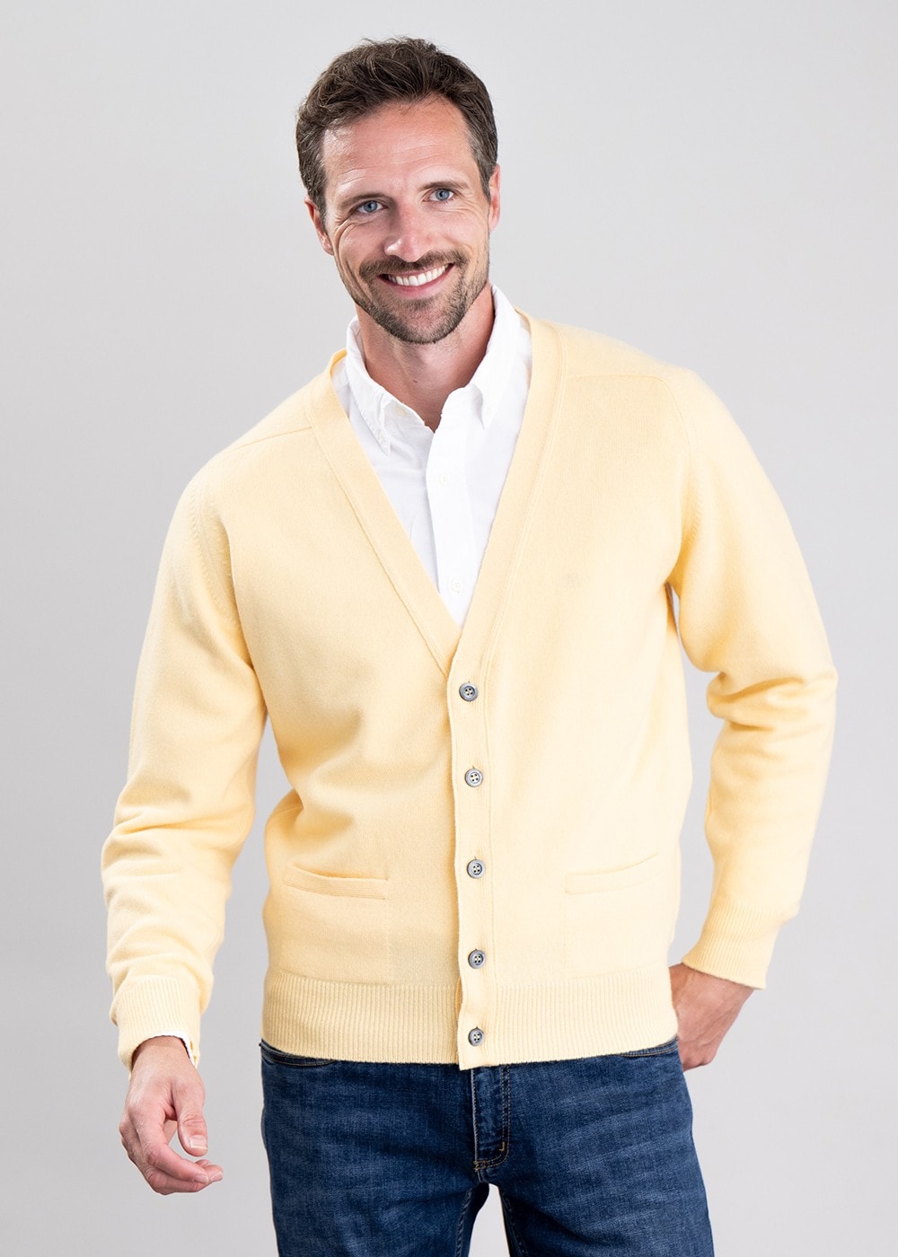 Leven 2 Ply Lambswool Cardigan - Solar - 1