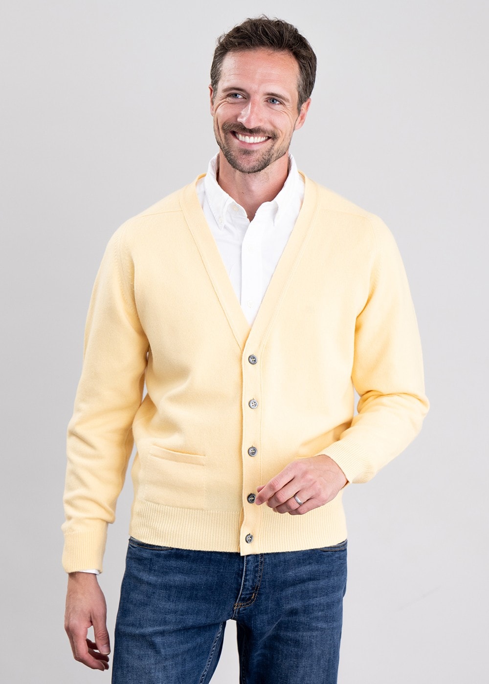 Leven 2 Ply Lambswool Cardigan - Solar - 3