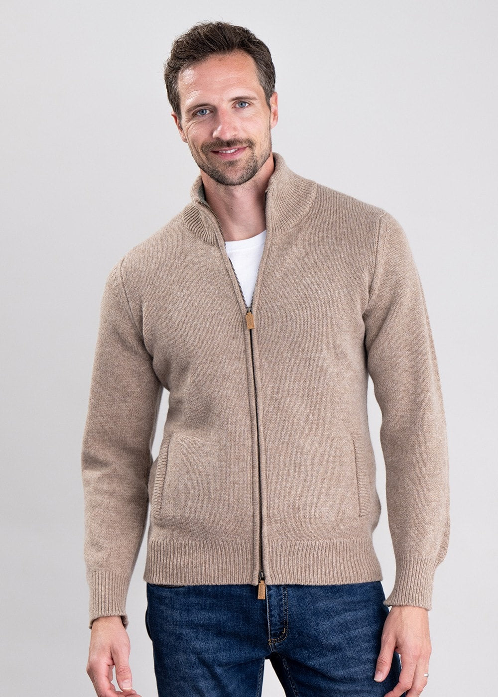 Lambswool 4 Ply Plain Jacket - Colt with Landscape - 3