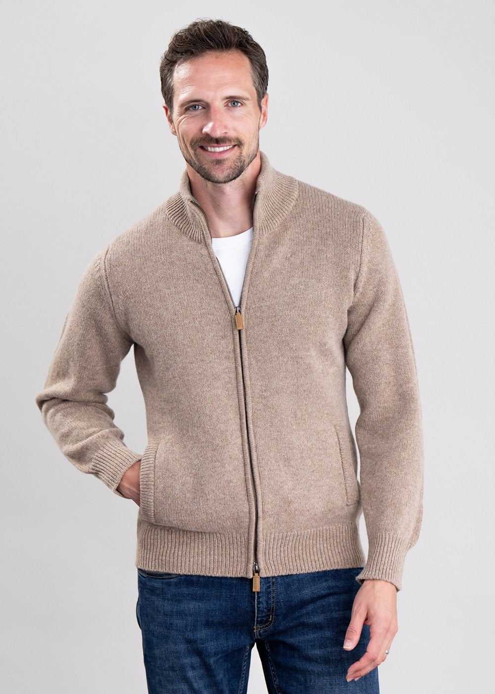 Lambswool 4 Ply Plain Jacket - Colt with Landscape - 4