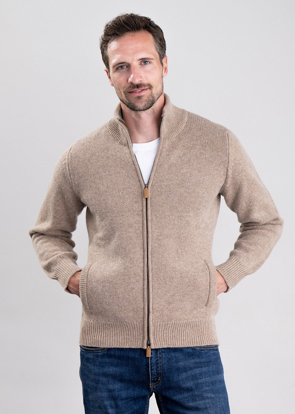 Lambswool 4 Ply Plain Jacket - Colt with Landscape - 5