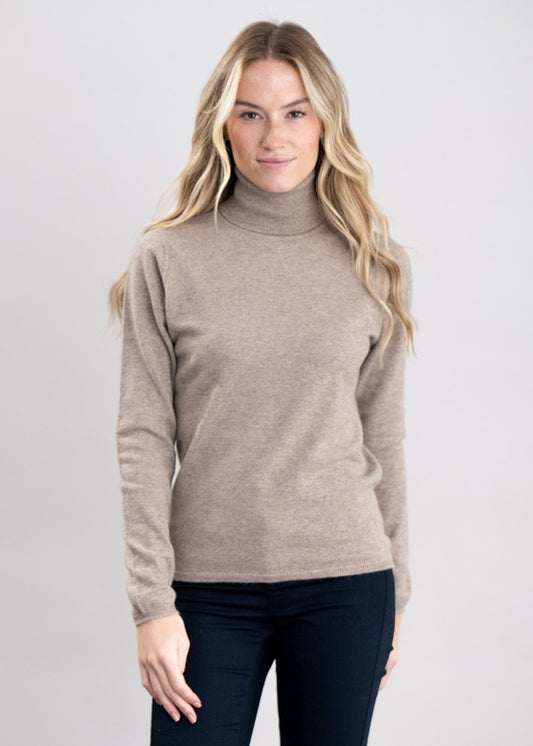 Millie Cashmere Roll Collar - Dark Natural - 1