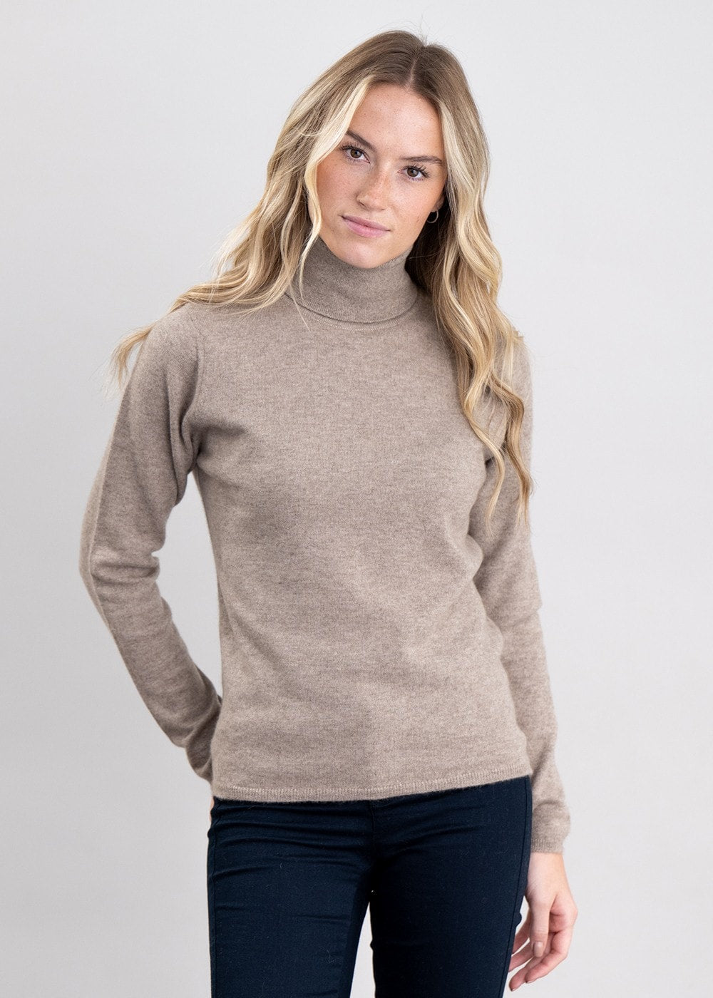 Millie Cashmere Roll Collar - Dark Natural - 3