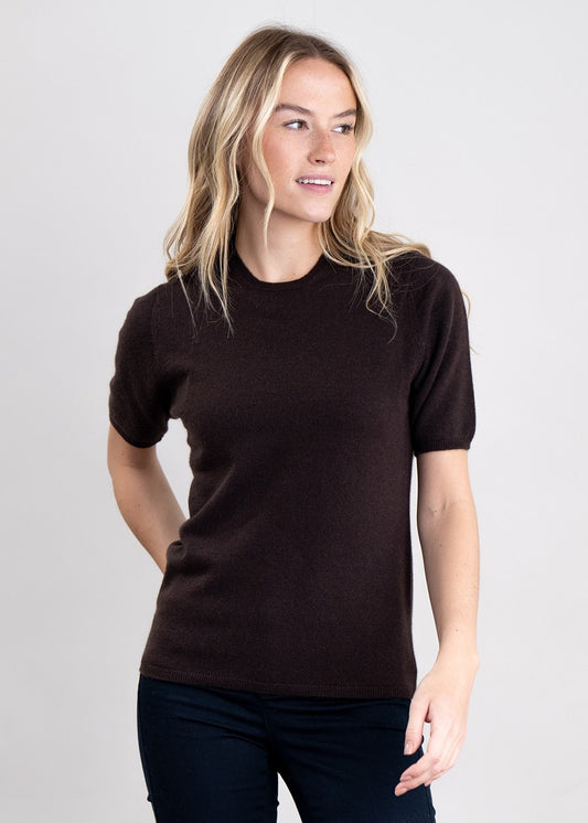 Millie Cashmere Short Sleeve Crew - Ebony - 1