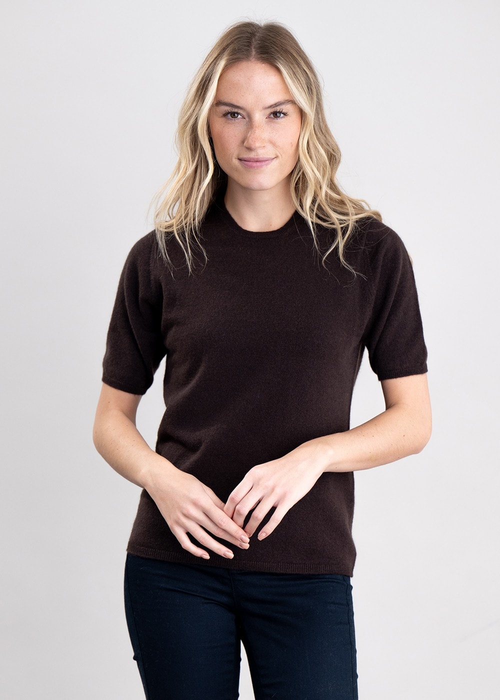 Millie Cashmere Short Sleeve Crew - Ebony - 2