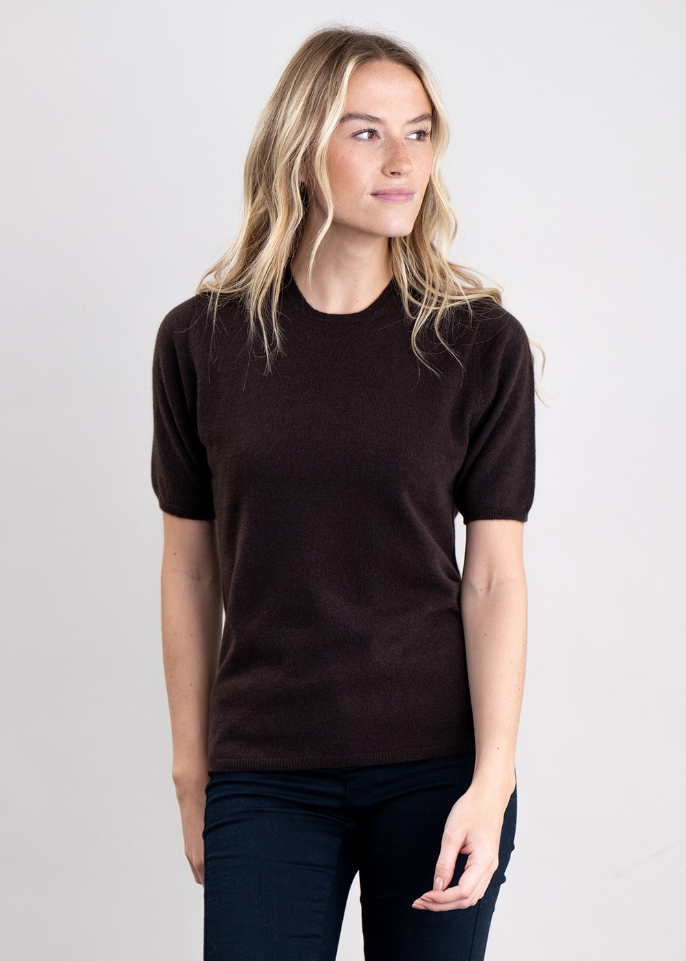 Millie Cashmere Short Sleeve Crew - Ebony - 4