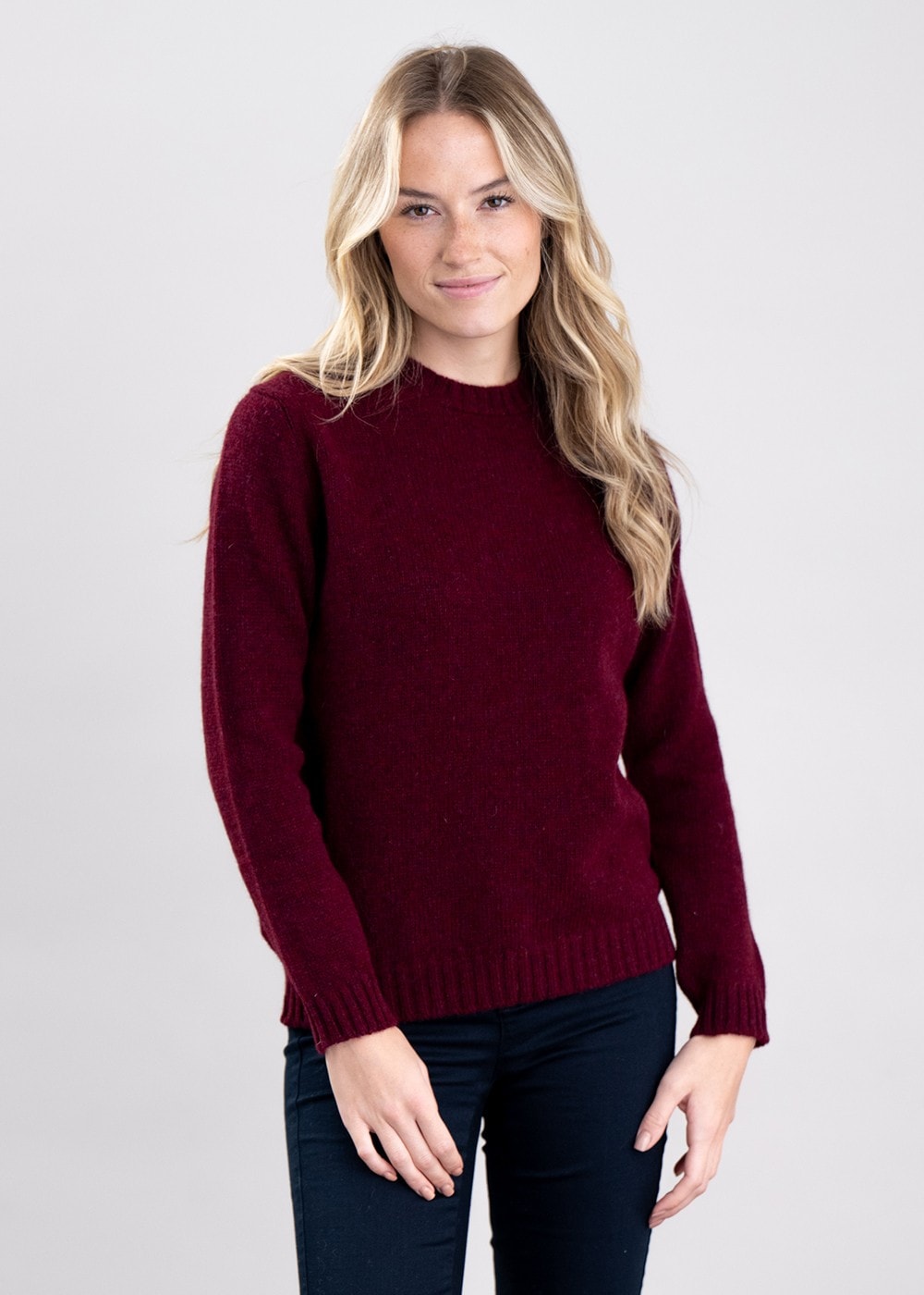 Sharon Shetland Crew Neck - Bordeaux Mix - 3