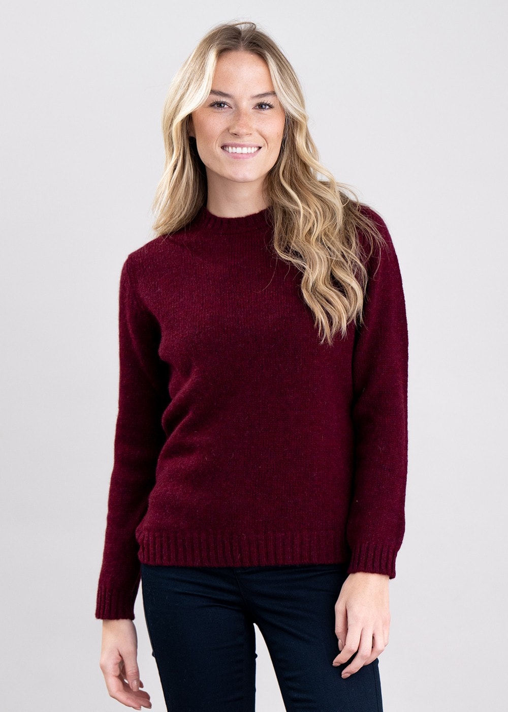 Sharon Shetland Crew Neck - Bordeaux Mix - 4