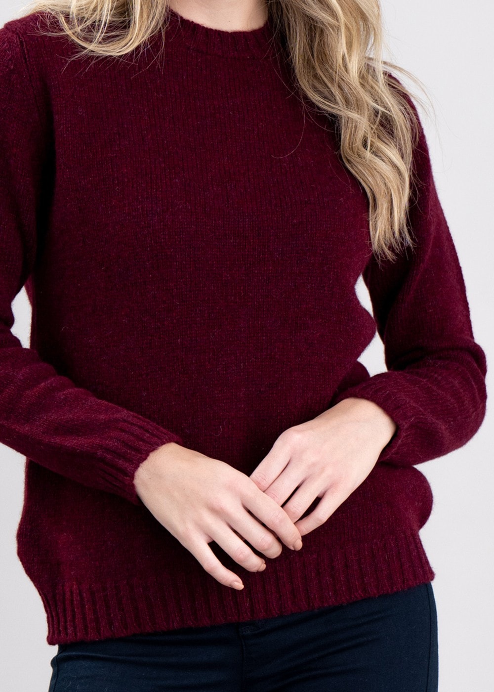 Sharon Shetland Crew Neck - Bordeaux Mix - 5