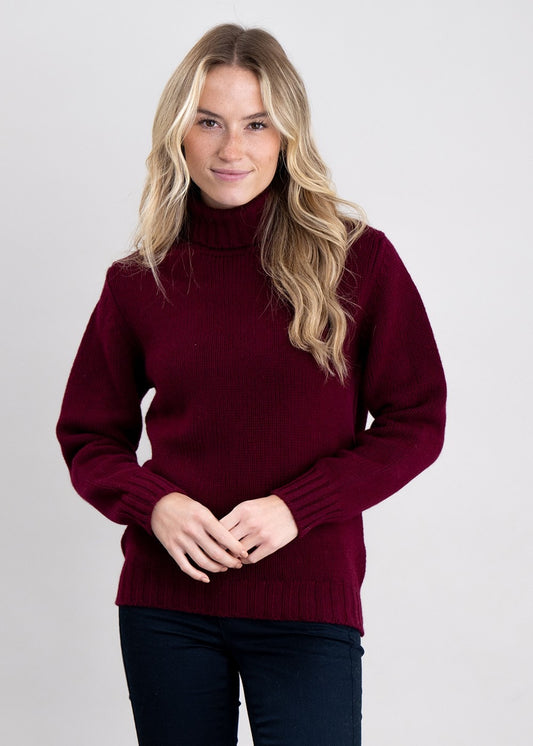 Alaina Lambswool Roll Collar - Bordeaux - 1