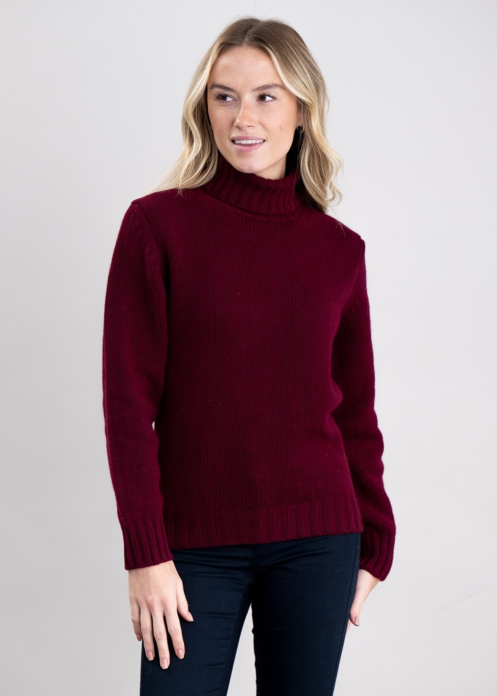 Alaina Lambswool Roll Collar - Bordeaux - 3