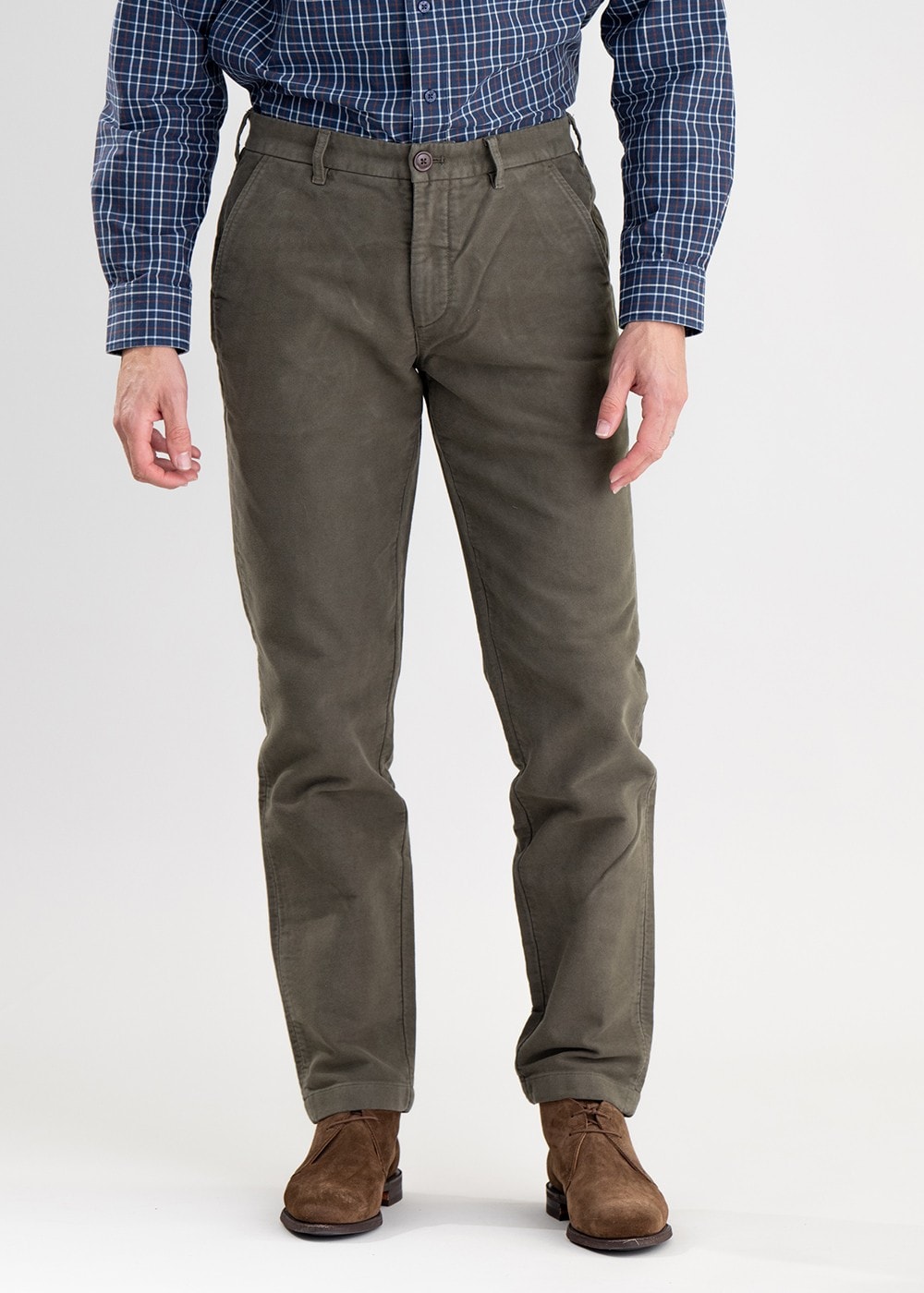 Neuston Moleskin Trousers - Dark Olive - 1