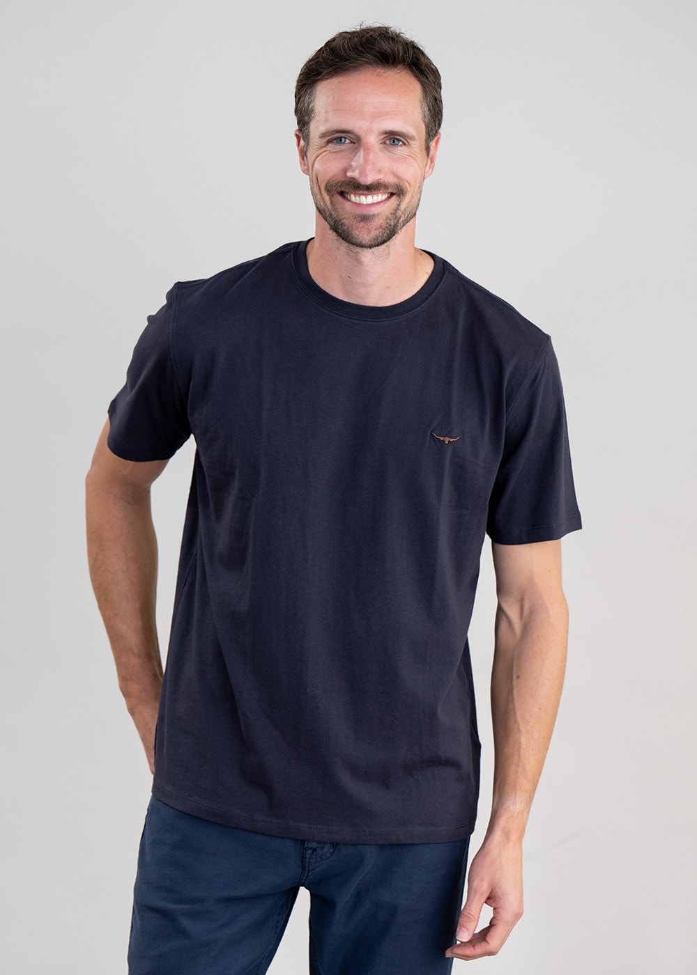 Parson T-Shirt - Navy and Chestnut - 1