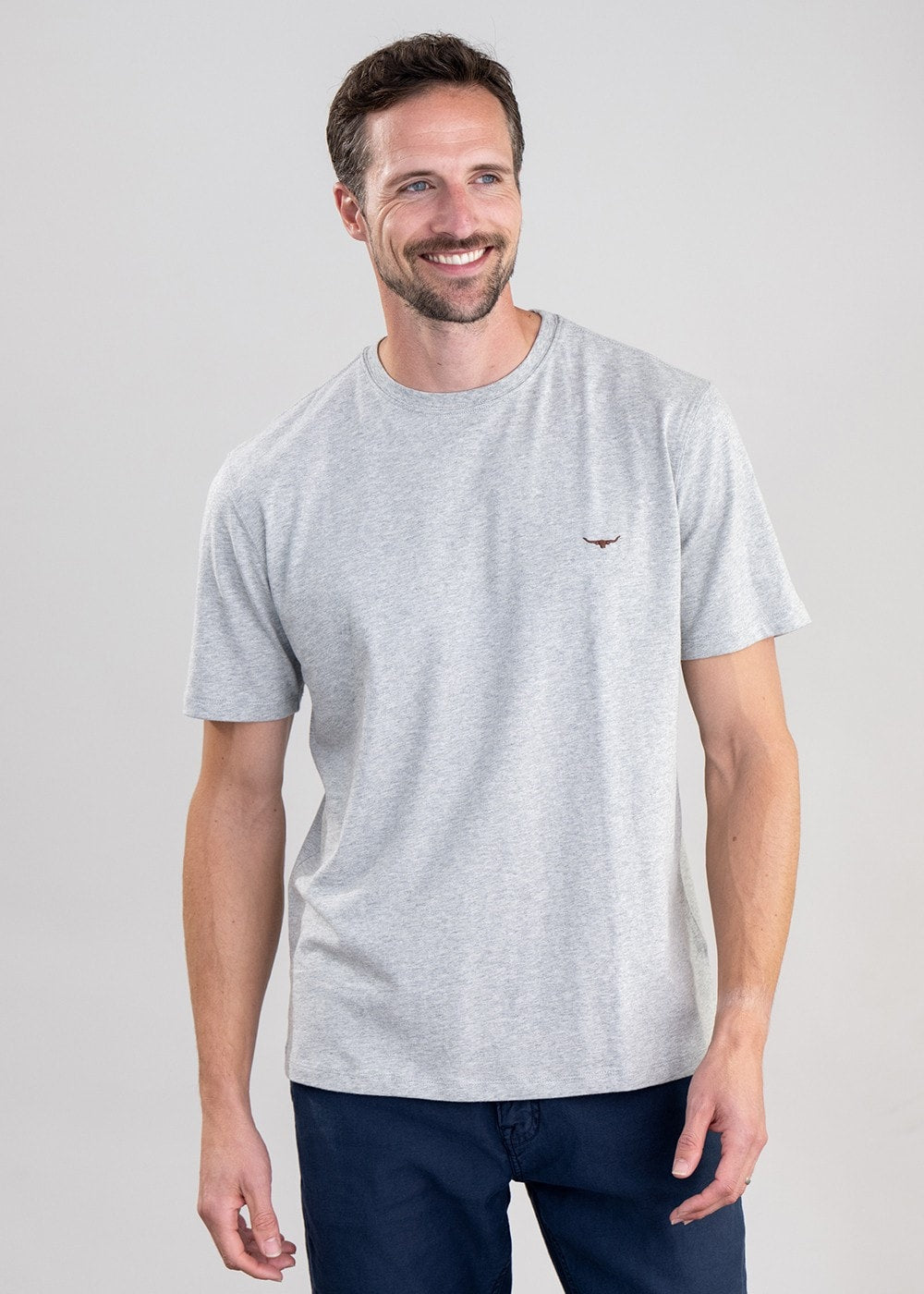 Parson T-Shirt - Grey Marle and Chestnut - 1