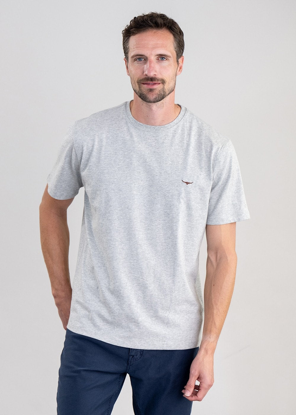 Parson T-Shirt - Grey Marle and Chestnut - 3