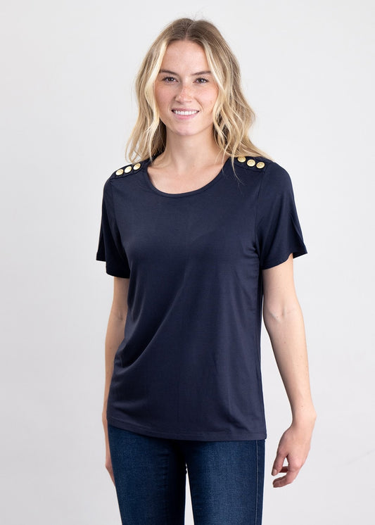 Relax Fit Crew Neck T-Shirt - Navy - 1