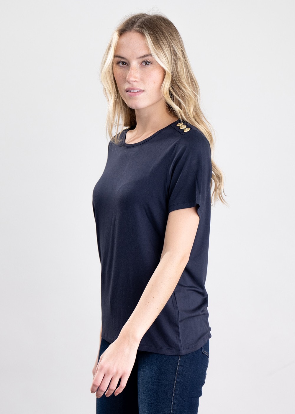 Relax Fit Crew Neck T-Shirt - Navy - 2