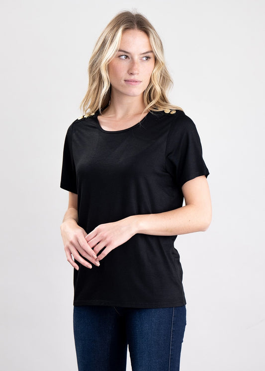 Relax Fit Crew Neck T-Shirt - Black - 1