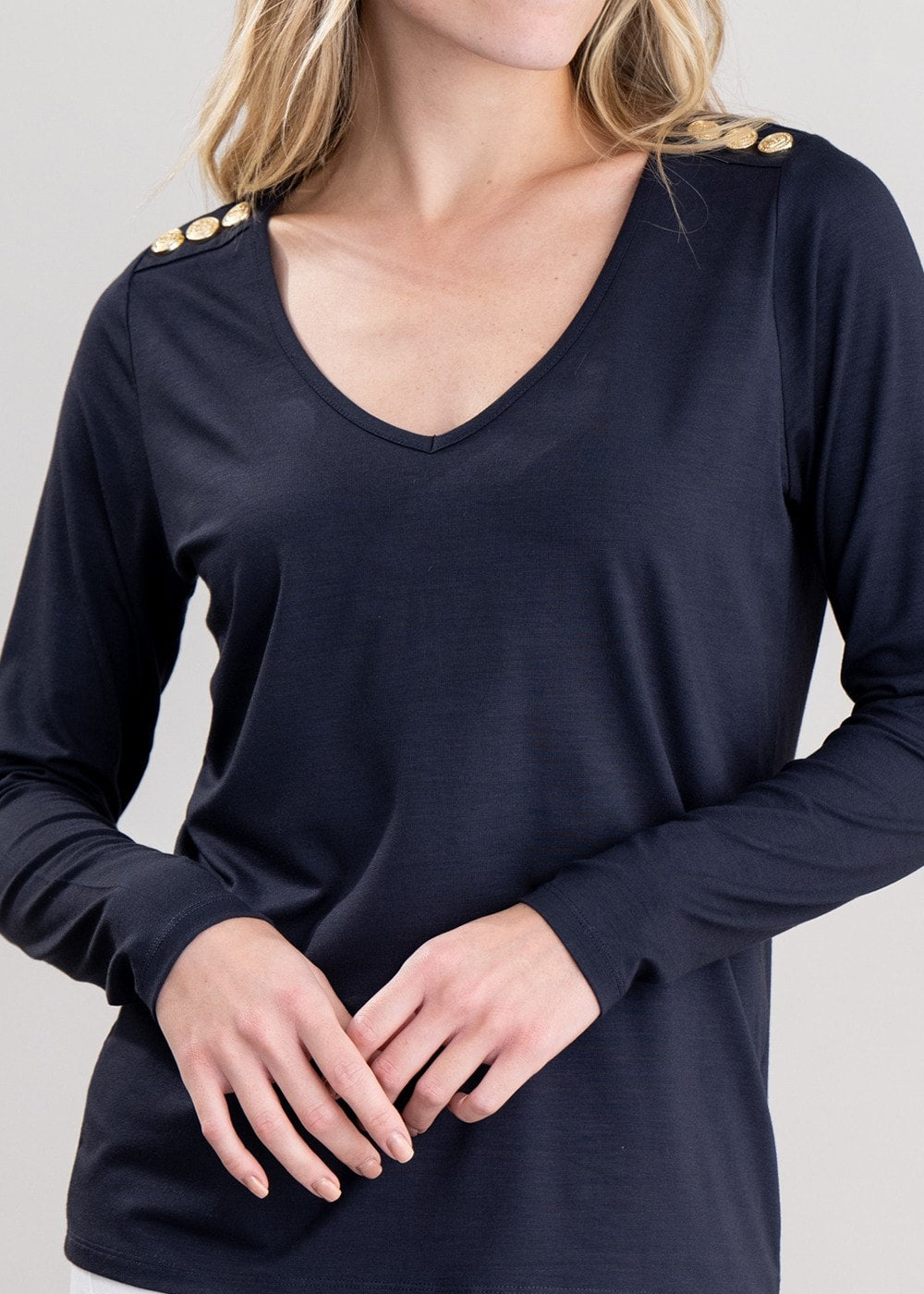 Long Sleeve V-Neck T-Shirt - Ink Navy - 4