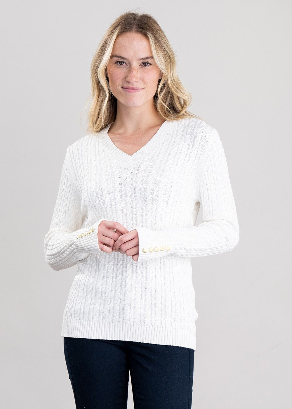 Seattle V-Neck Knit - Winter White - 1