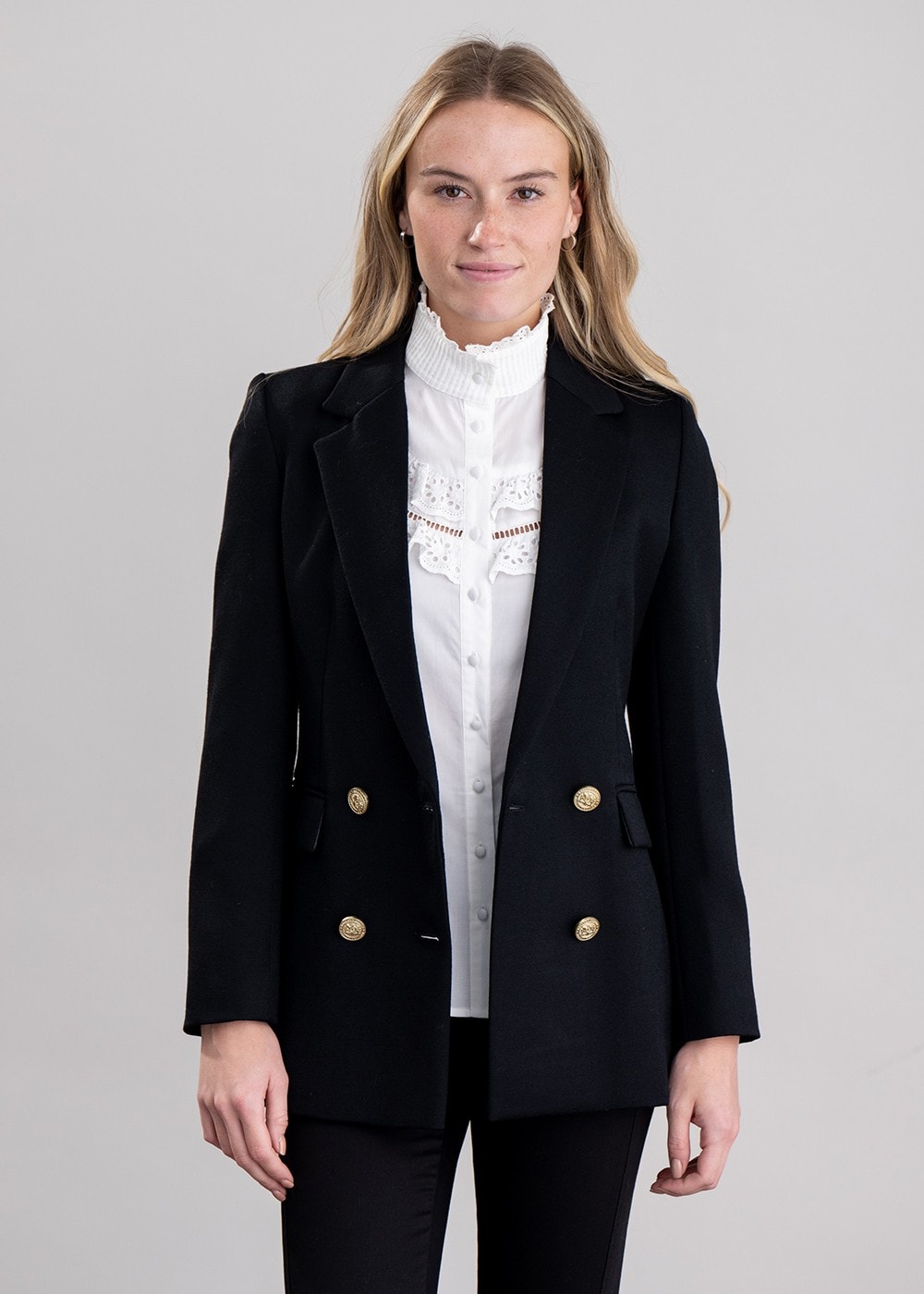 Double Breasted Blazer - Black Twill - 1