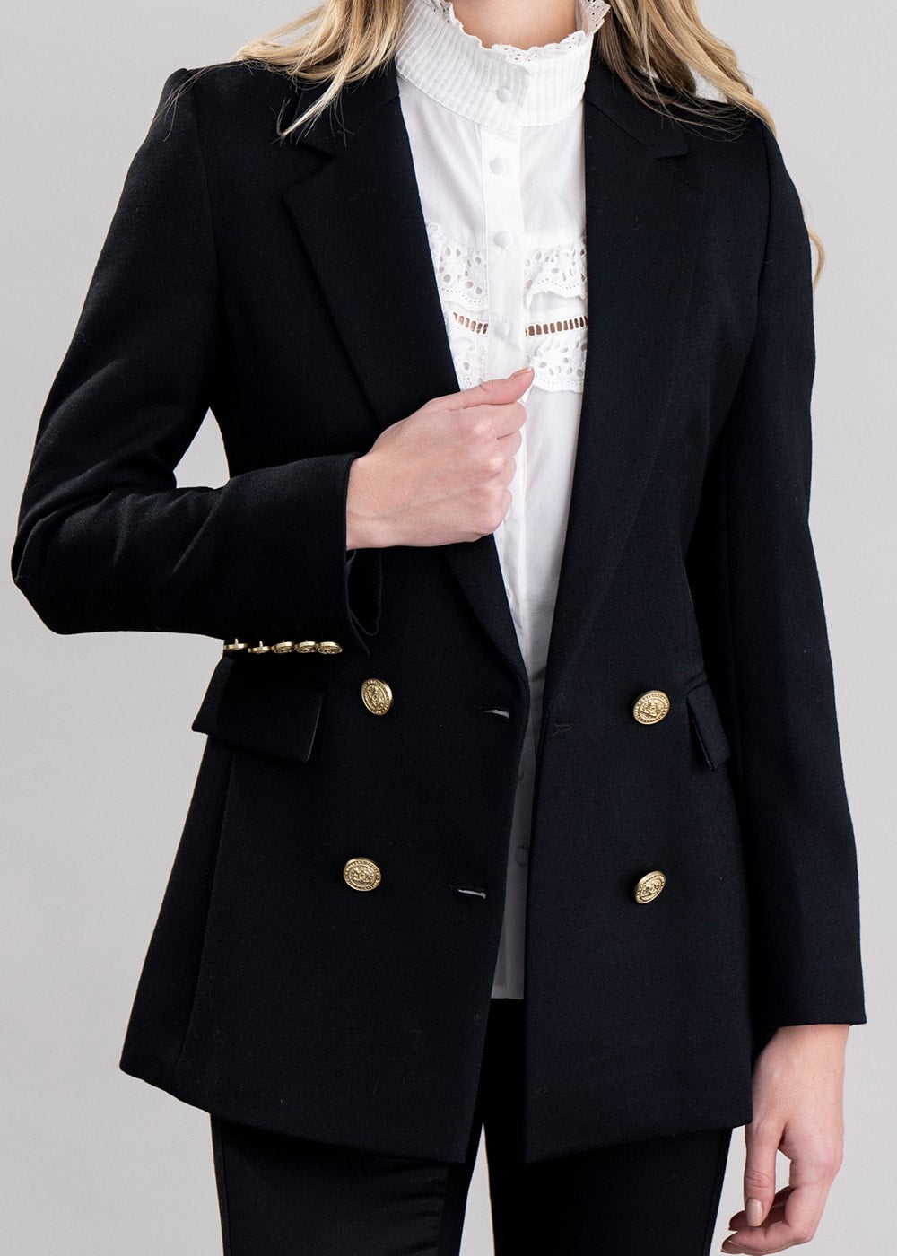 Double Breasted Blazer - Black Twill - 4