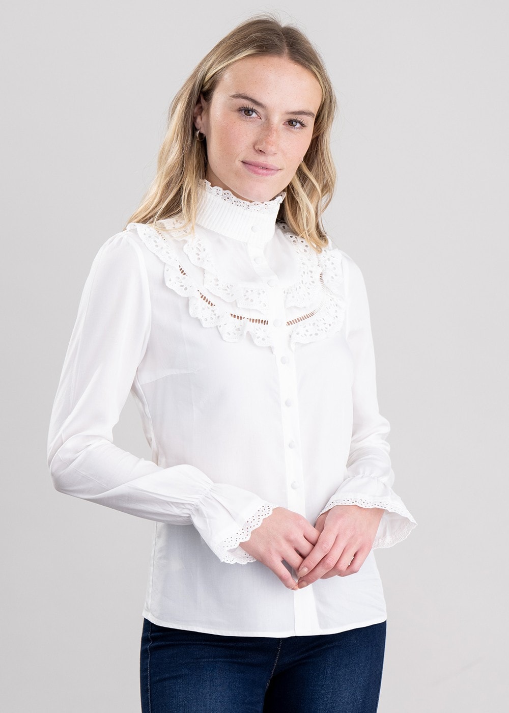 Audley Lace Blouse - White - 4