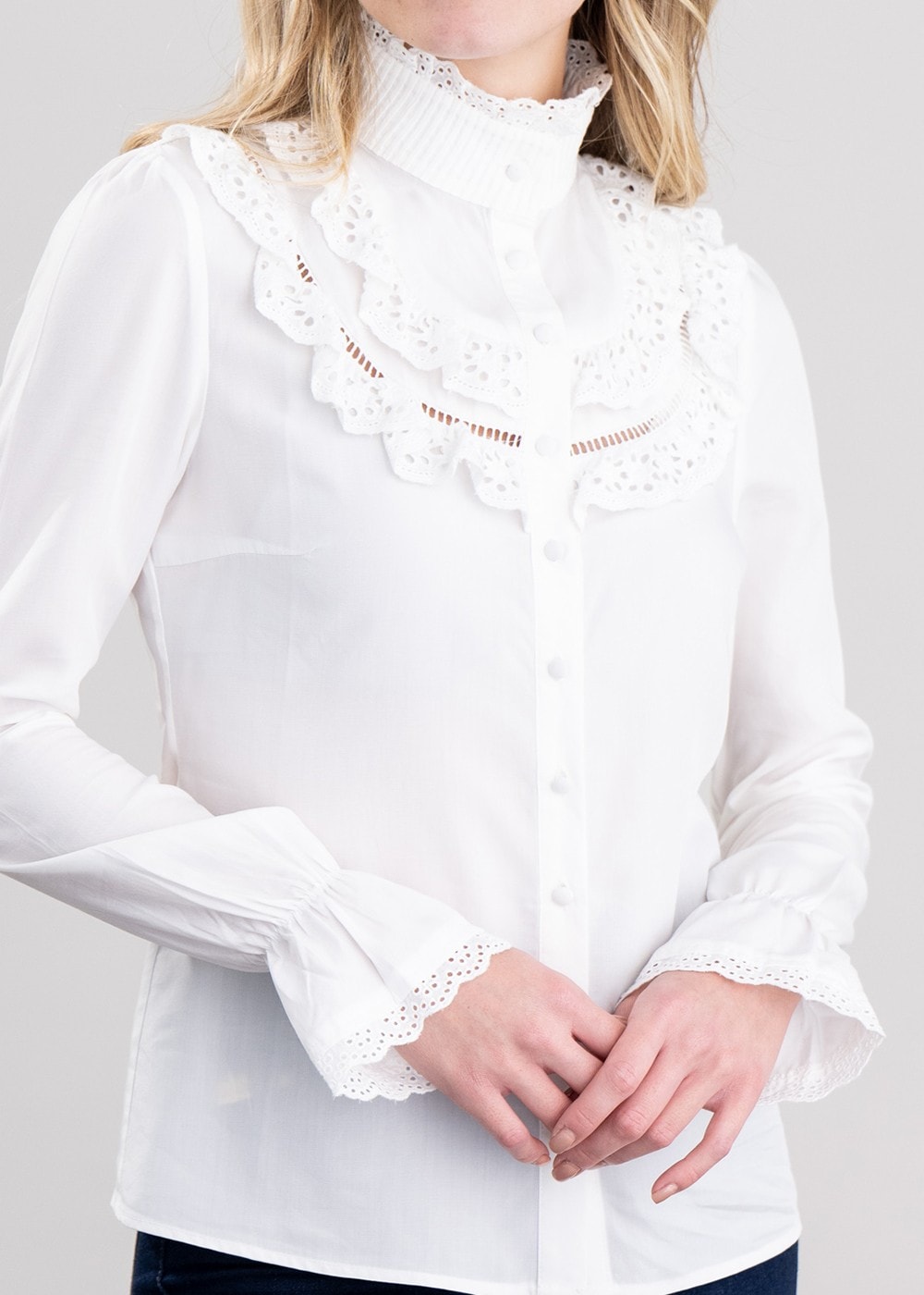 Audley Lace Blouse - White - 5