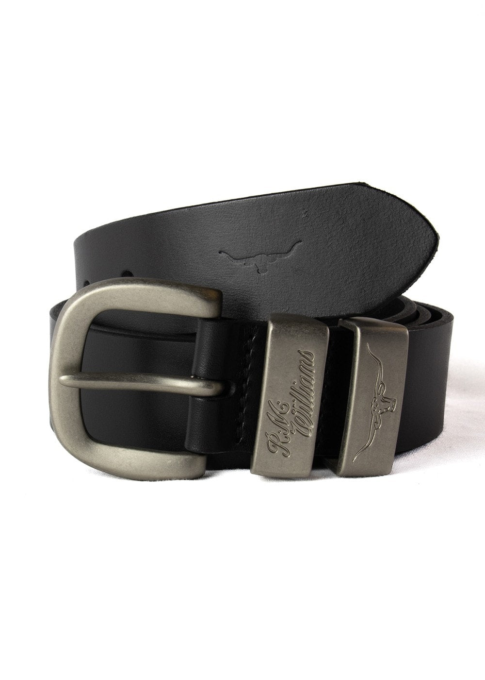 3 Piece 1.5" Silver Buckle Belt - Black - 1