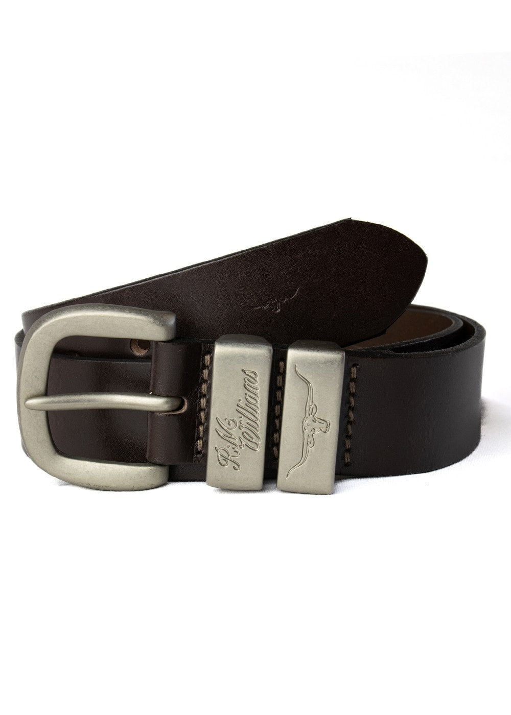 3 Piece 1.5" Silver Buckle Belt - Chestnut - 1