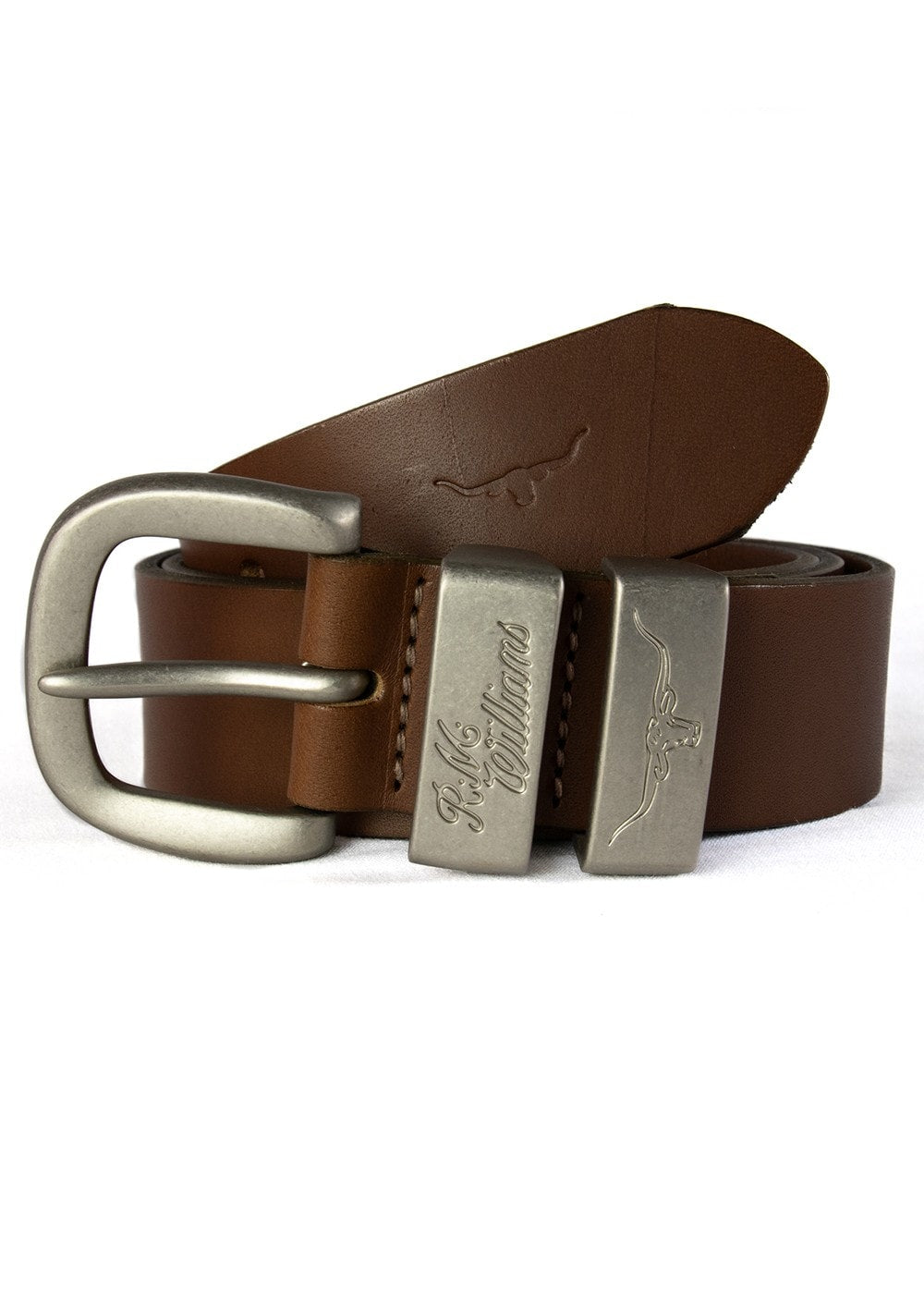 3 Piece 1.5" Silver Buckle Belt - Dark Tan - 1