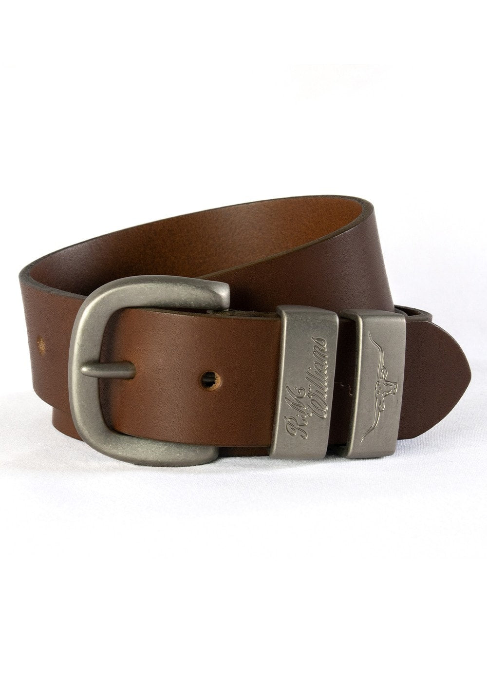 3 Piece 1.5" Silver Buckle Belt - Dark Tan - 5