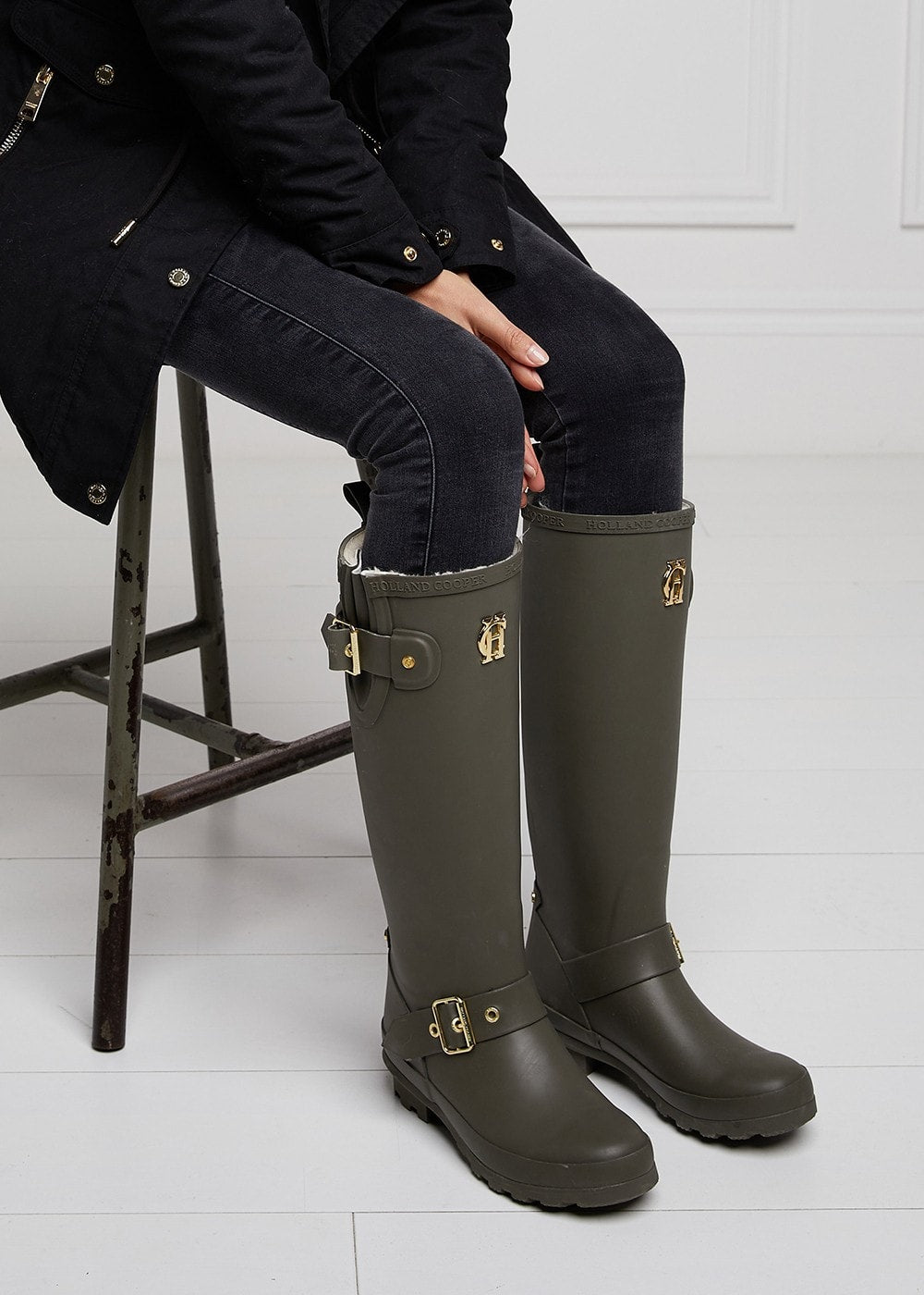 Sherpa Lined Regency Wellingtons - Matte Green - 7