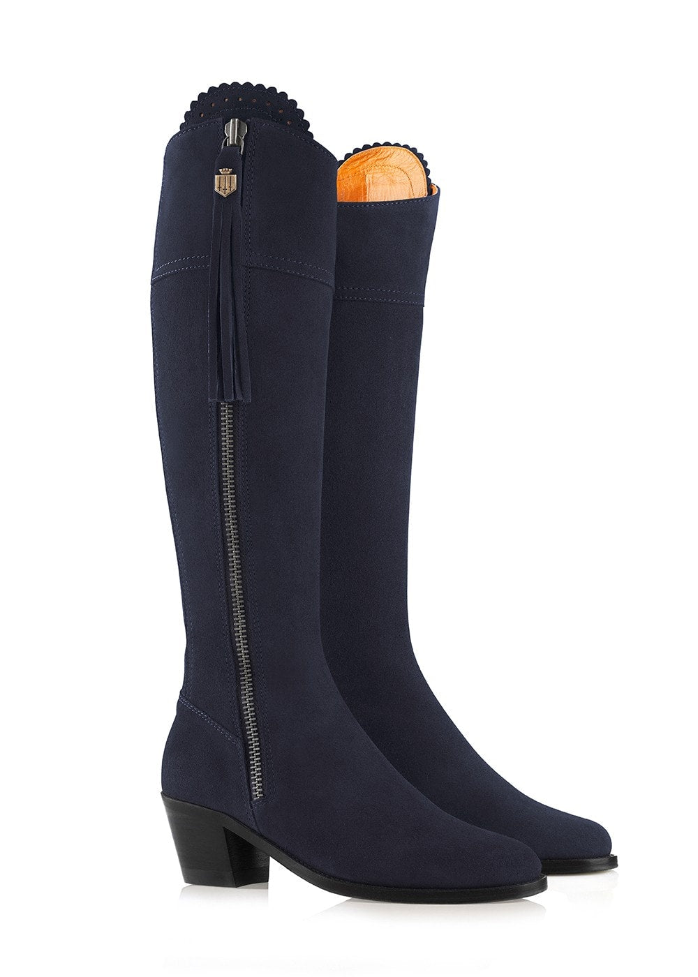 Suede Regina Heeled Boots - Navy - 1