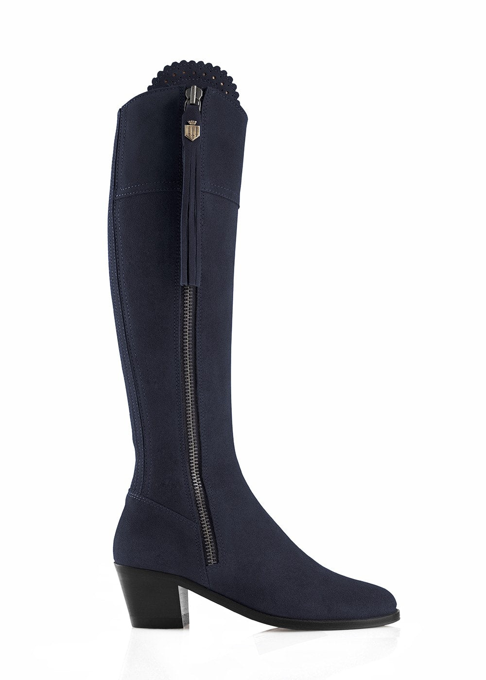 Suede Regina Heeled Boots - Navy - 2