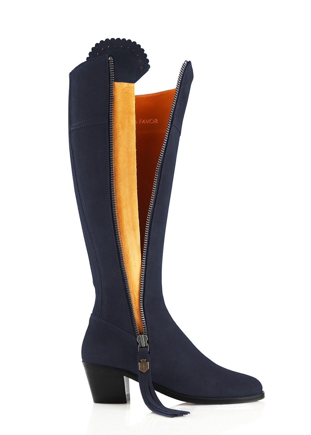 Suede Regina Heeled Boots - Navy - 3