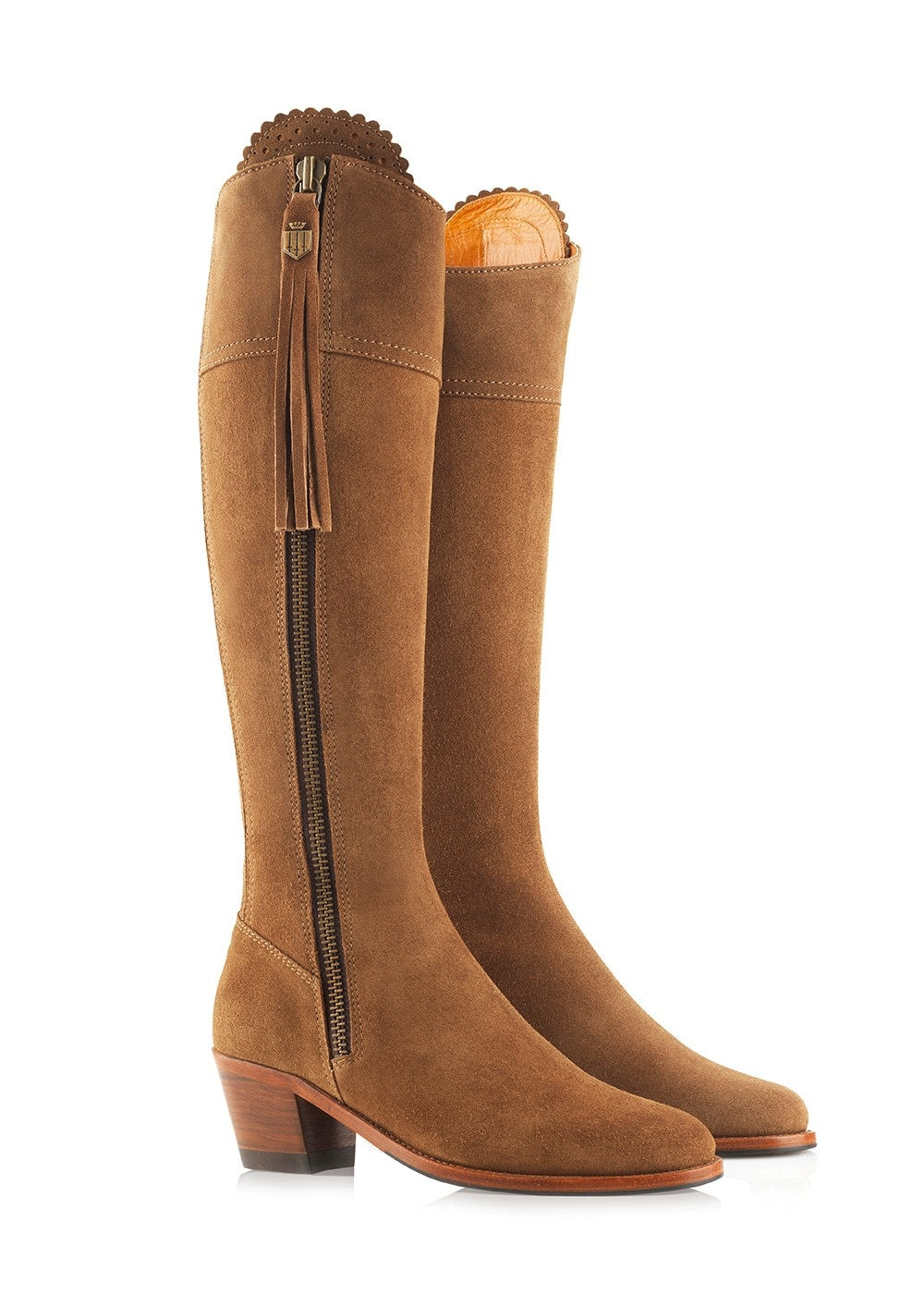 Suede Regina Heeled Boots - Tan - 1