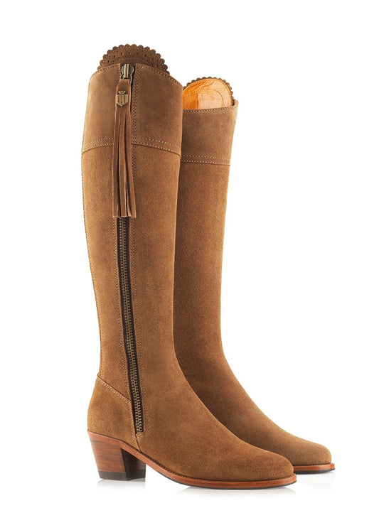 Suede Regina Heeled Boots - Tan - 1