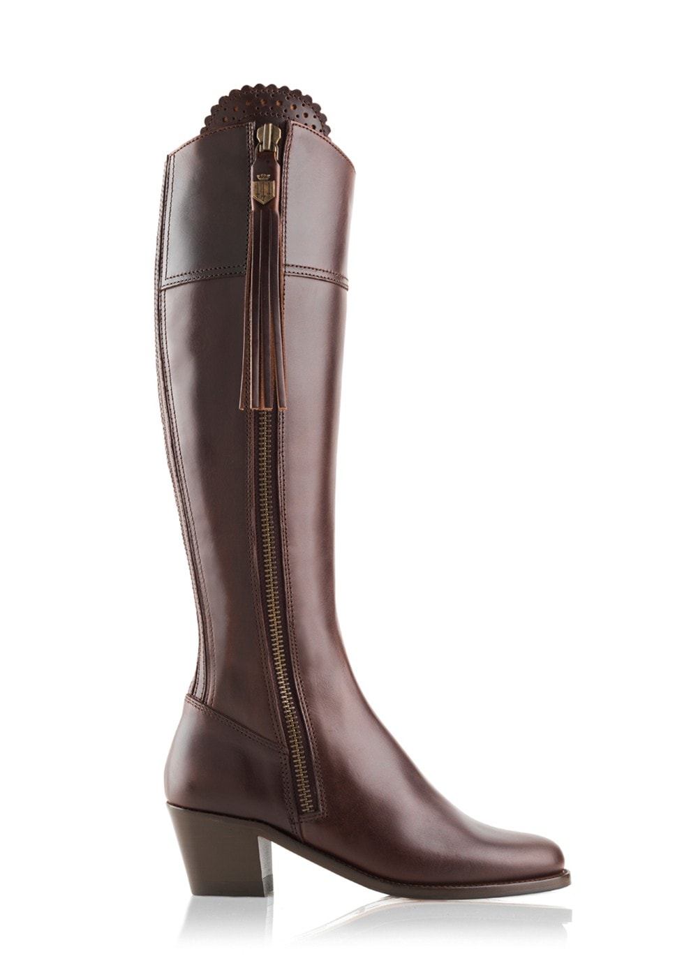 Leather Regina Heeled Boots - Mahogany - 2