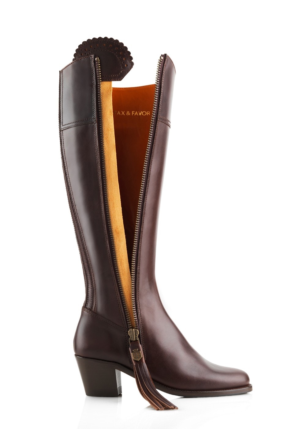 Leather Regina Heeled Boots - Mahogany - 3