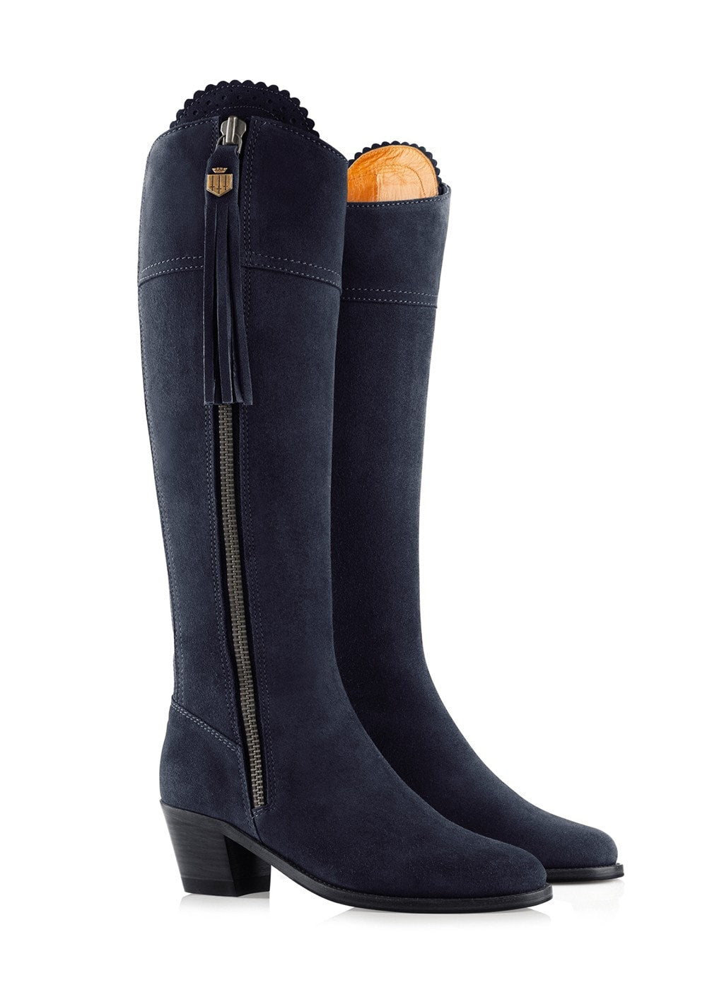 Suede Regina Heeled Sporting Fit Boots - Navy - 1