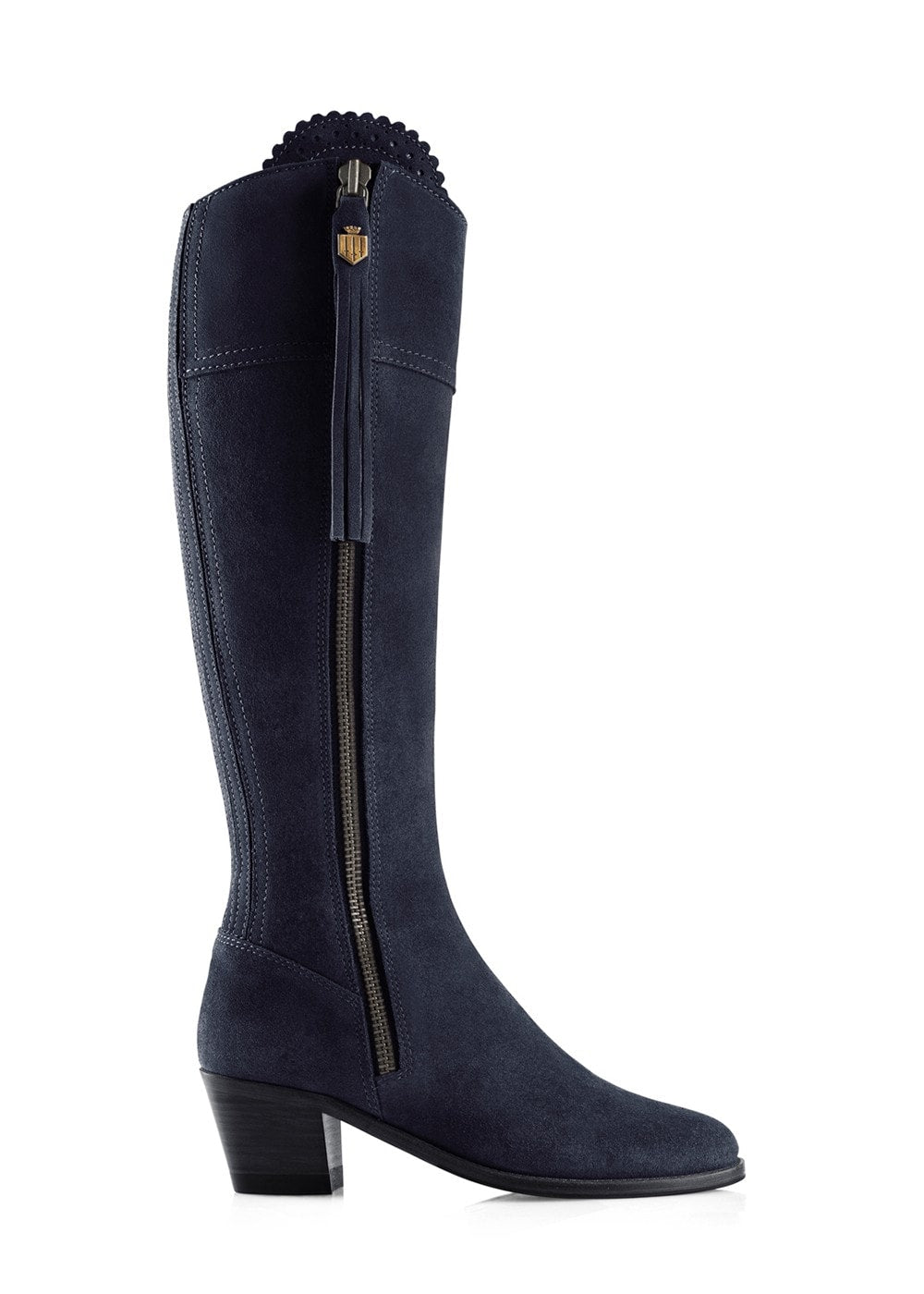 Suede Regina Heeled Sporting Fit Boots - Navy - 2