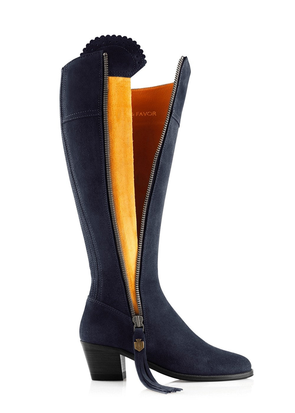 Suede Regina Heeled Sporting Fit Boots - Navy - 3