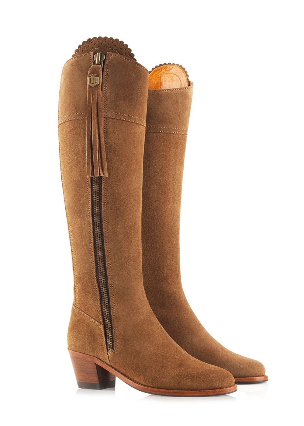 Suede Regina Heeled Sporting Fit Boots - Tan - 1