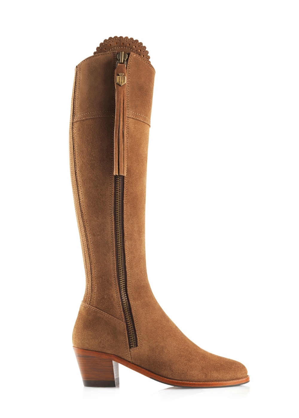 Suede Regina Heeled Narrow Fit Boots - Tan - 2