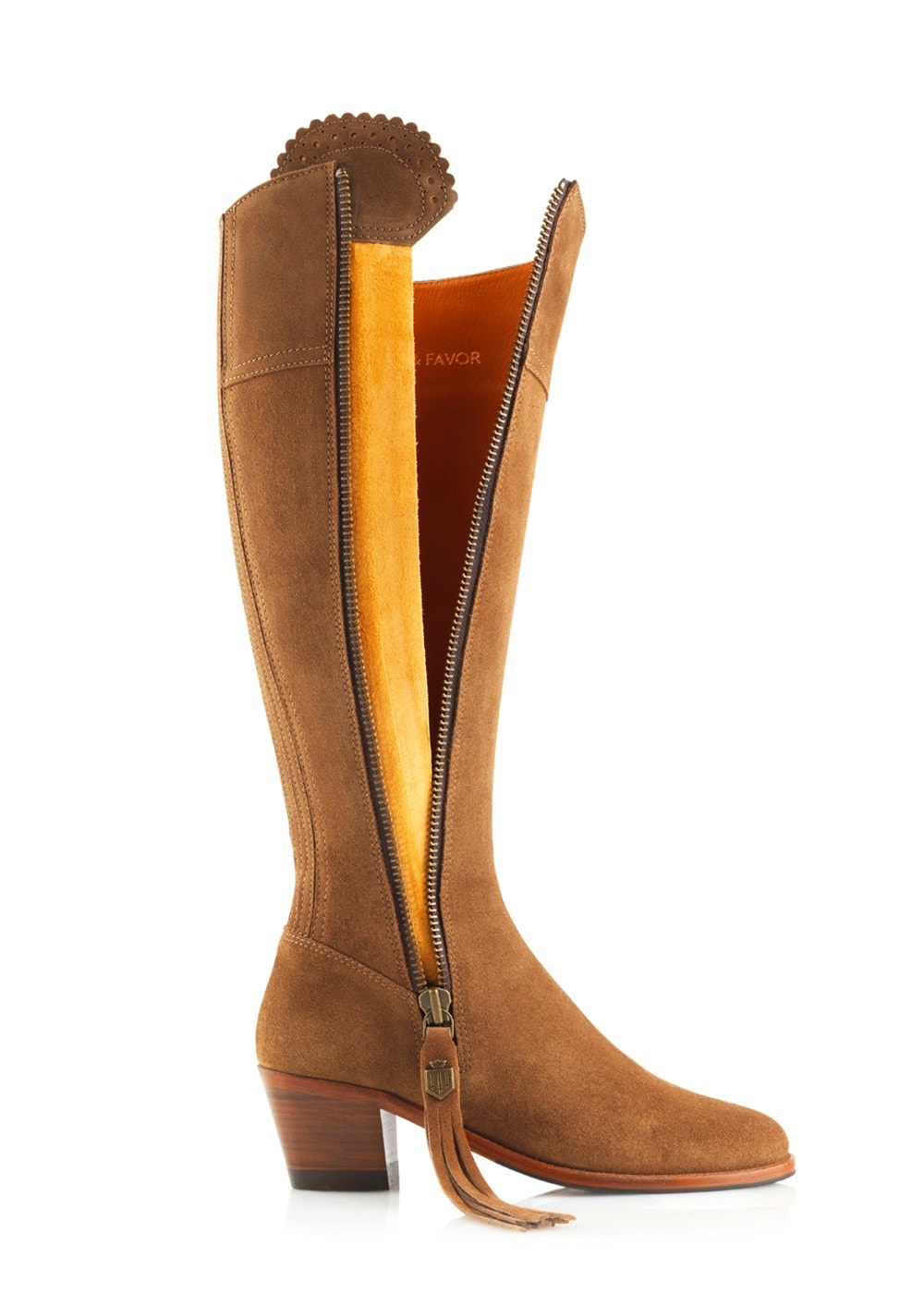 Suede Regina Heeled Narrow Fit Boots - Tan - 3