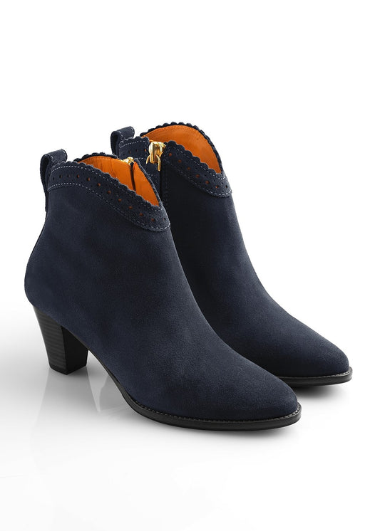 Suede Regina Ankle Boots - Navy - 1