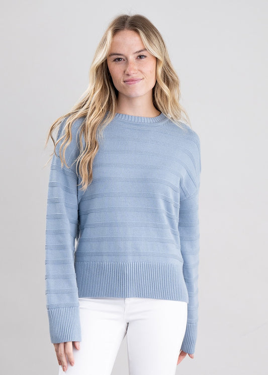 Tonal Striped Crew Neck - Dove Blue - 1