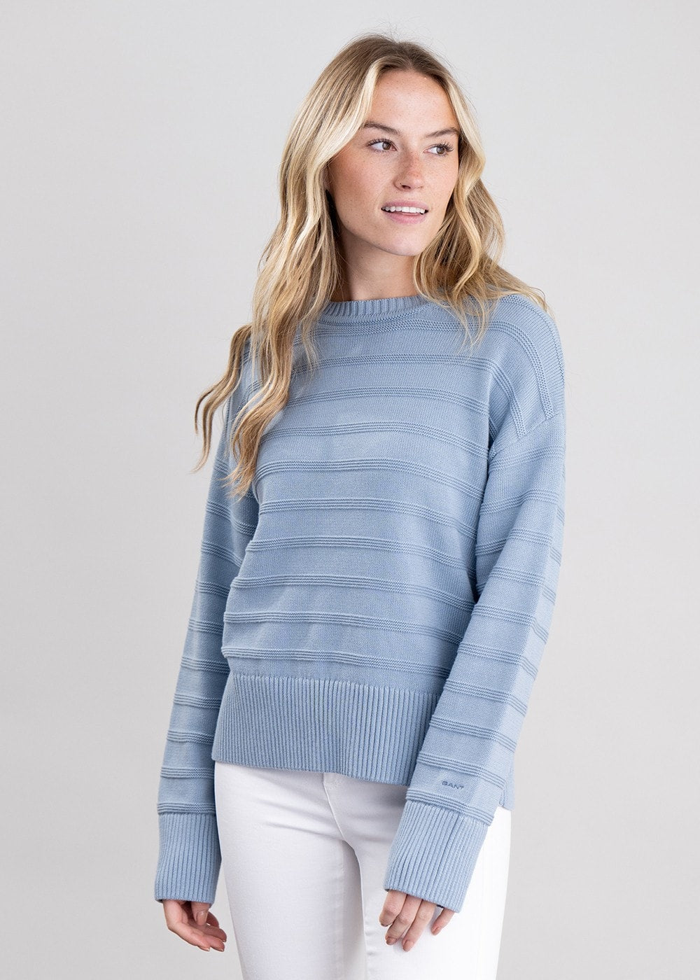 Tonal Striped Crew Neck - Dove Blue - 4